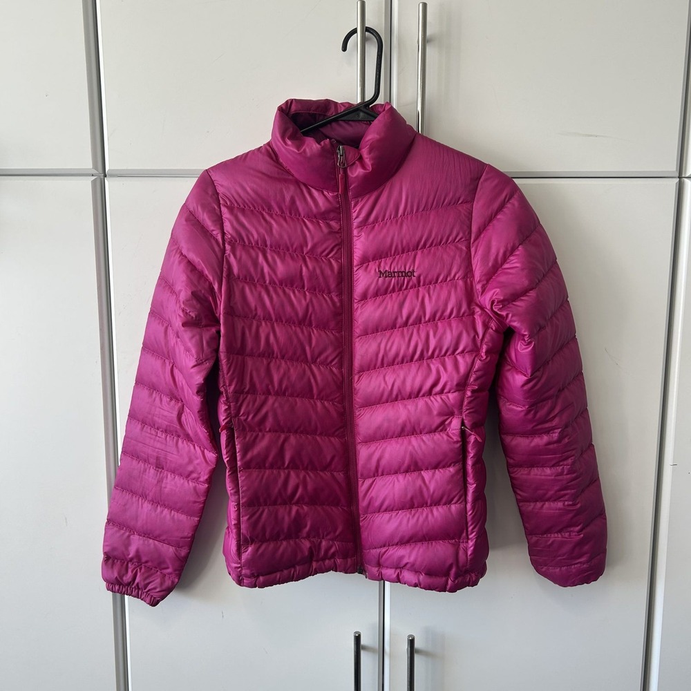 Marmot 700 Fill Down Puffer Jacket Pink Magenta Womens Small Full Zip Quilted